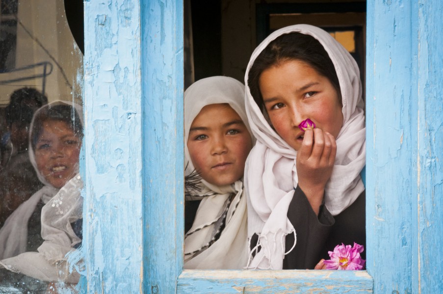 Afghan students at Bamyan