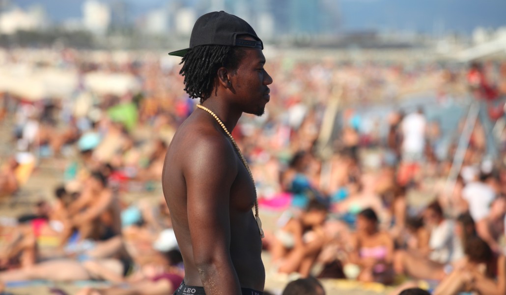 a young man at a beach in Barcelona, Catalonia, Spain, Europe, August 2013, picture 76