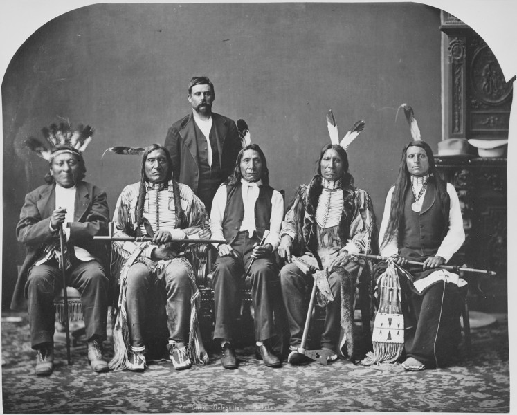 Dakota delegation. Identified, l to r, Little Wound, Red Cloud, American Horse, and Red Shirt. - NARA - 523664