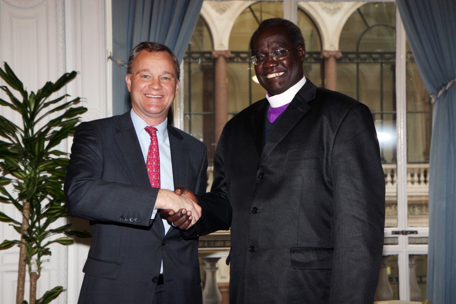 Foreign Office Minister Mark Simmonds with Archbishop Dr. Daniel Deng Bul Yak