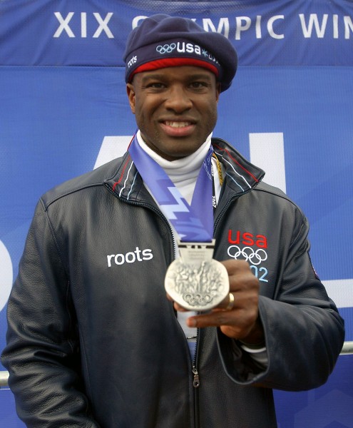 Garrett Hines with 2002 Winter Olympics silver medal 2002-02-24