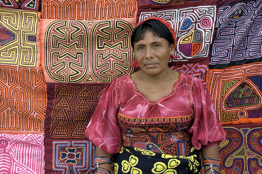 Kuna woman selling Molas in Panama City