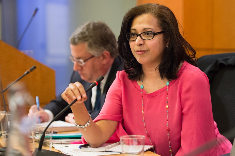 Marcia Eugenio speaks on a Forced Labor Conference panel, 2015