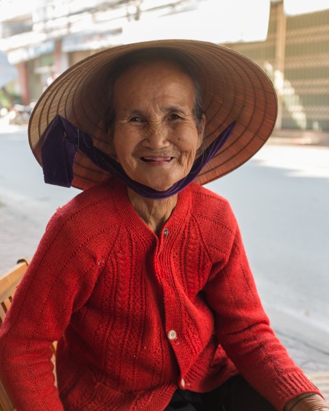 Playful Old Lady in Da Nang, Vietnam