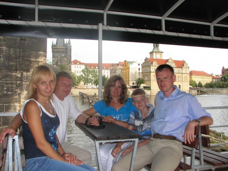 Two families on a boat on Vltava river in Prague (Praha) city, Czech Republic, European Union, picture 31