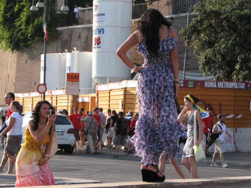 Young women being photoed in Rome, Italy, European Union, August 2011, picture 41.