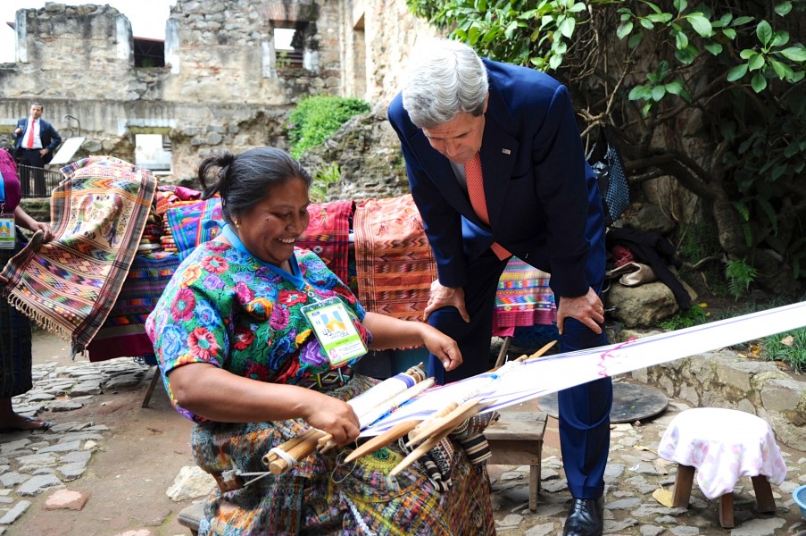 Secretary Kerry Examines Goods Made By a Textile Worker (8971071525)