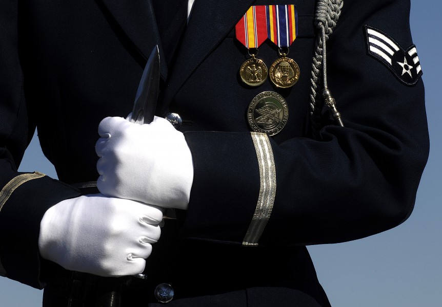 USAF honor guardsman during the dedication ceremony of the USAF Memorial in Arlington, Va