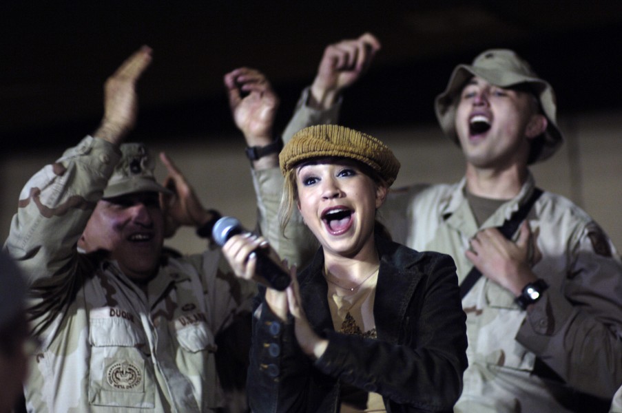 USO performer Diana DeGarmo at Camp Victory, Iraq