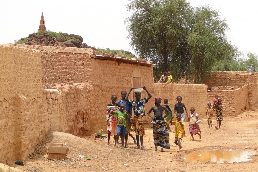 Villagers Gather Near Mosque - Bani - Sahel Region - Burkina Faso
