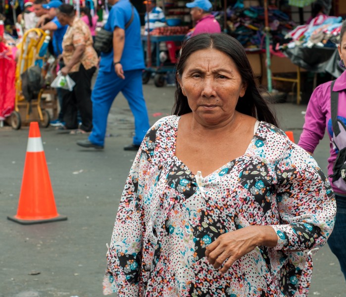 Wayuu woman walking through the flea market
