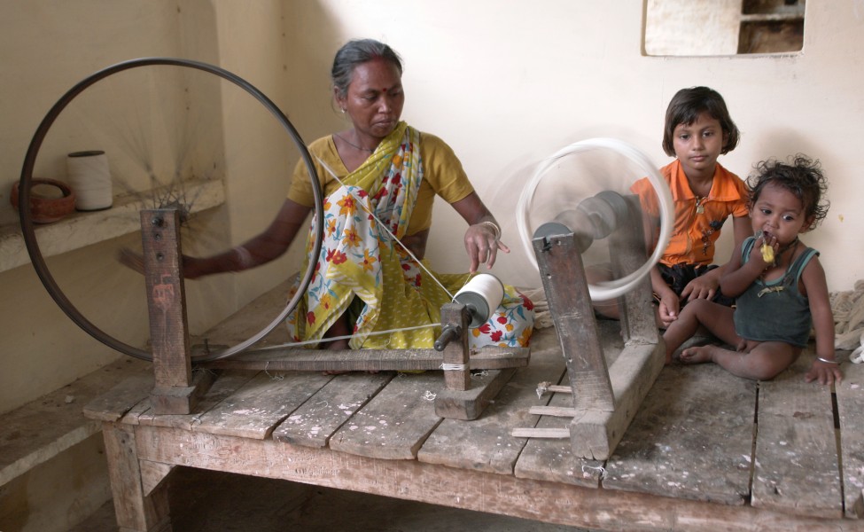 Woman spinning, Jaura, M.P., India