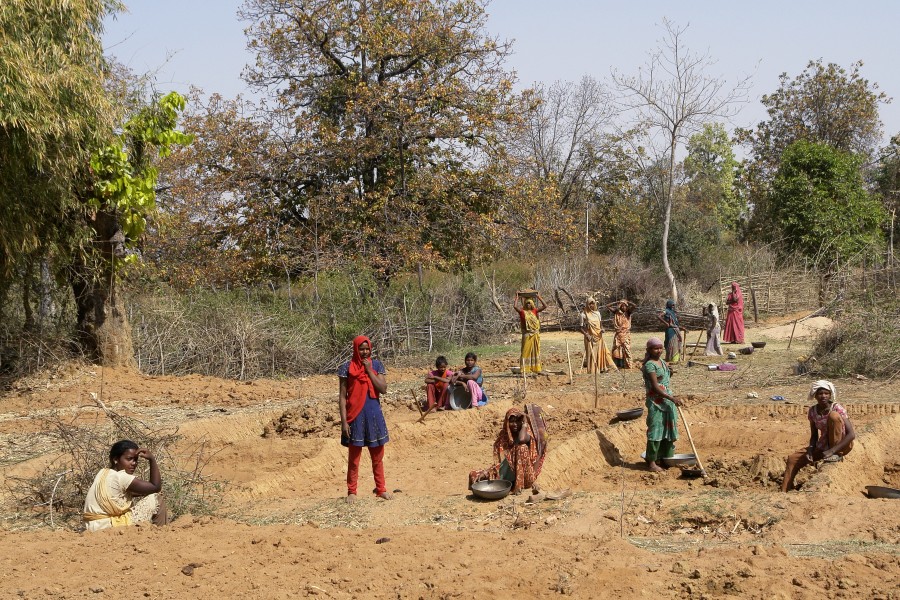 Women working on road repairing, Umaria district, Madhya Pradesh, India