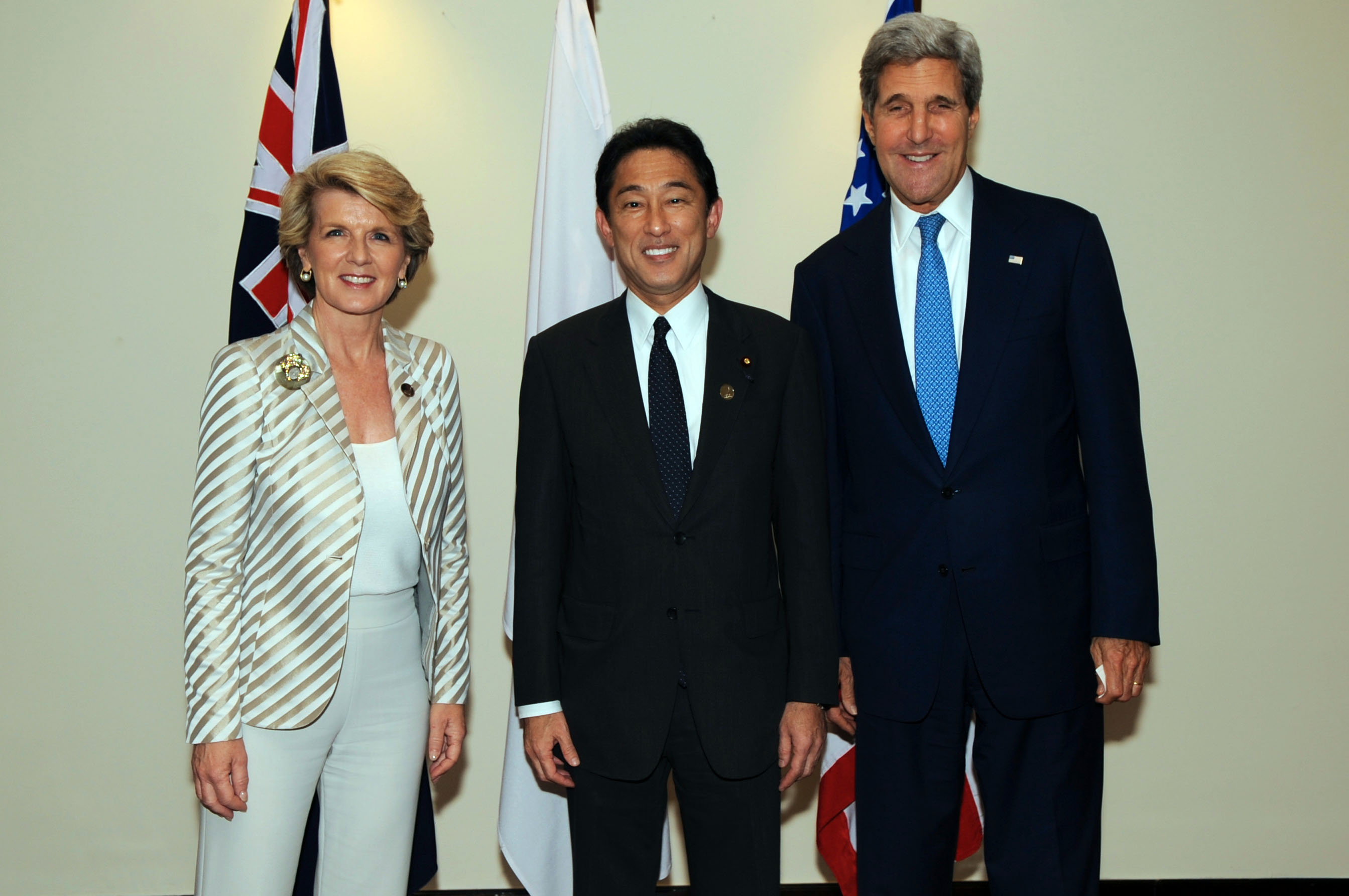 Secretary Kerry With Australian and Japanese Foreign Ministers Bishop and Kishida Before the Trilateral Security Dialogue (10085692694)