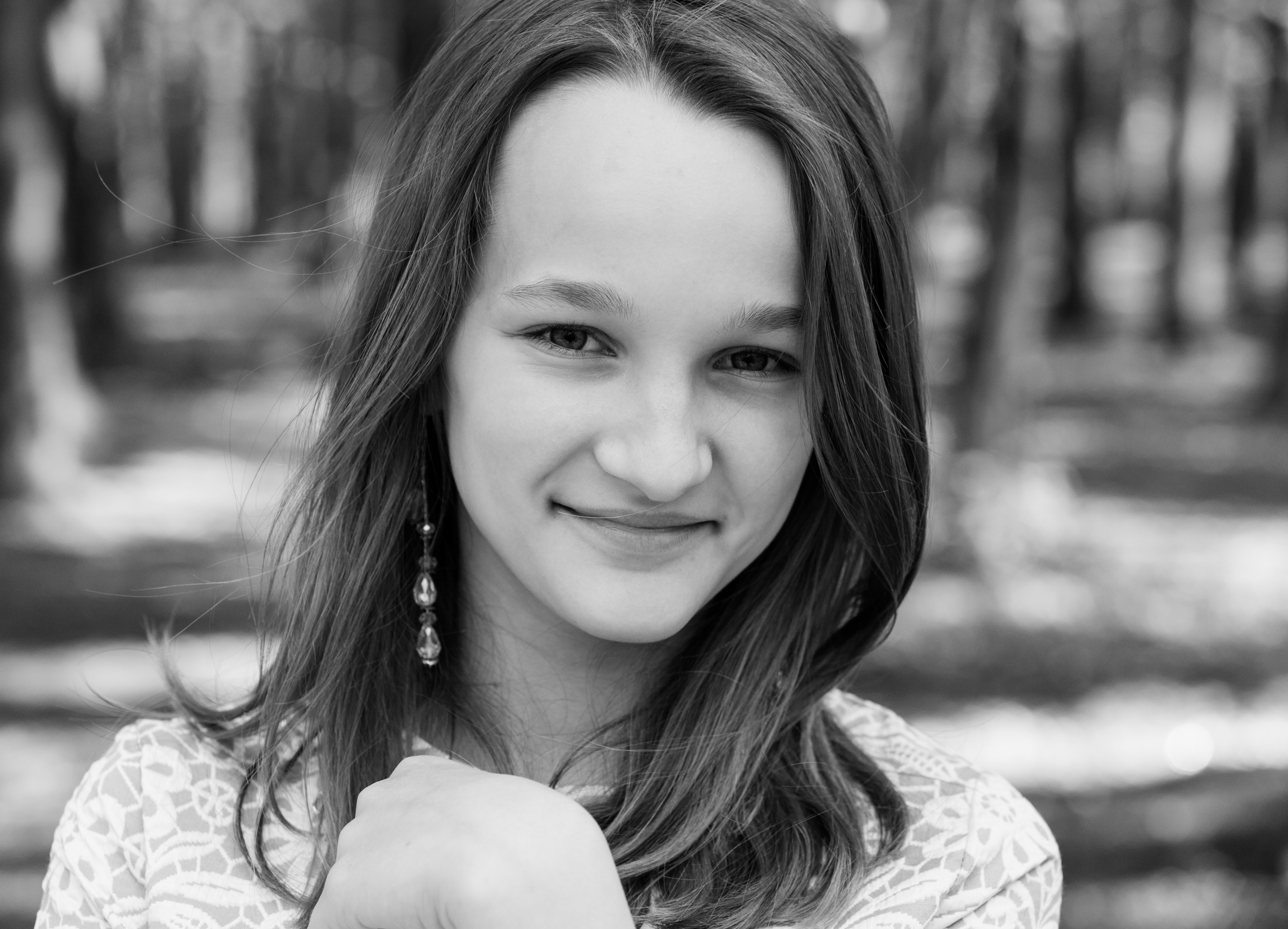 another creation of God: a young Catholic girl photographed in April 2014, black and white, picture 60