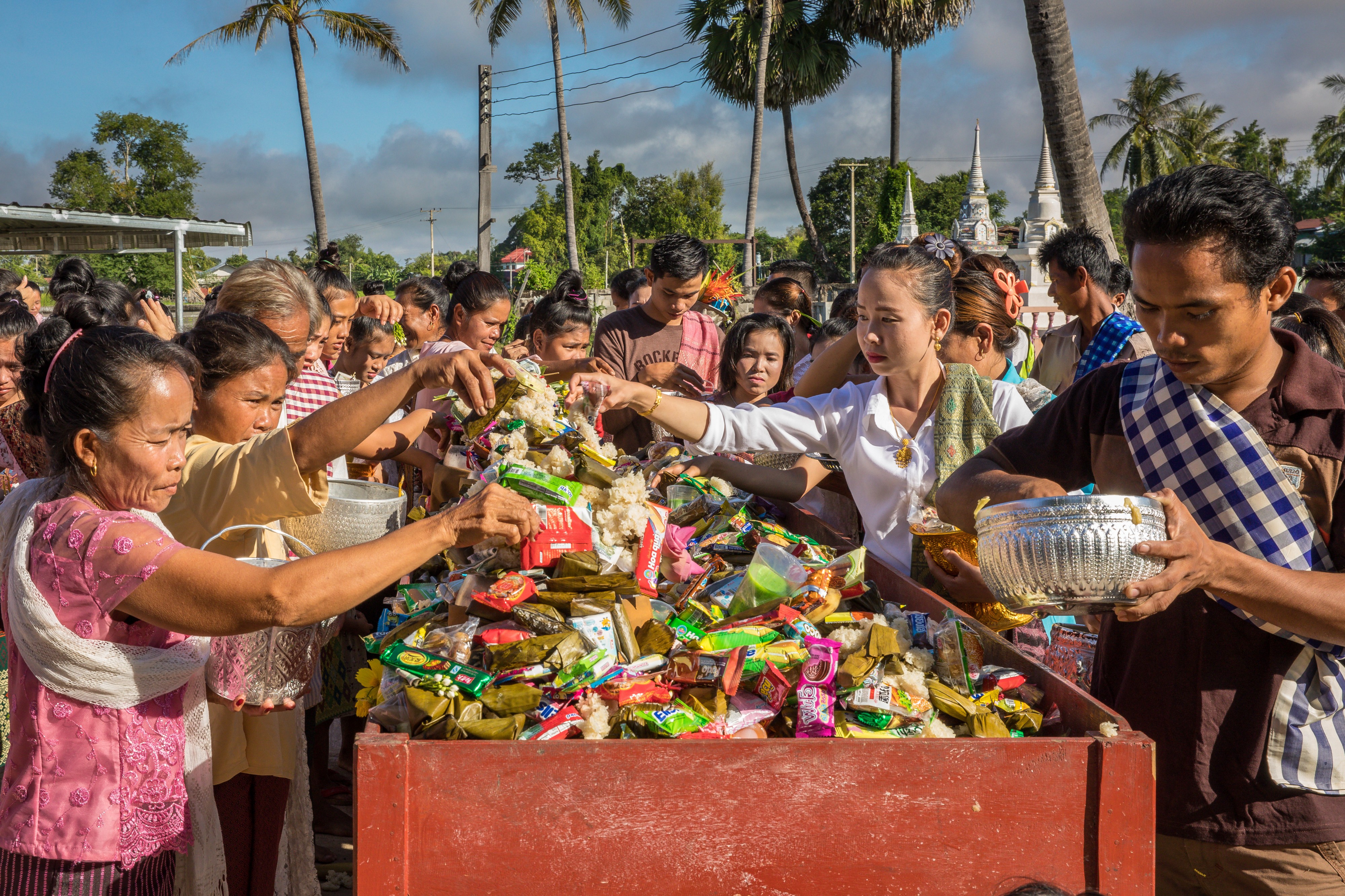 Food offerings in Laos