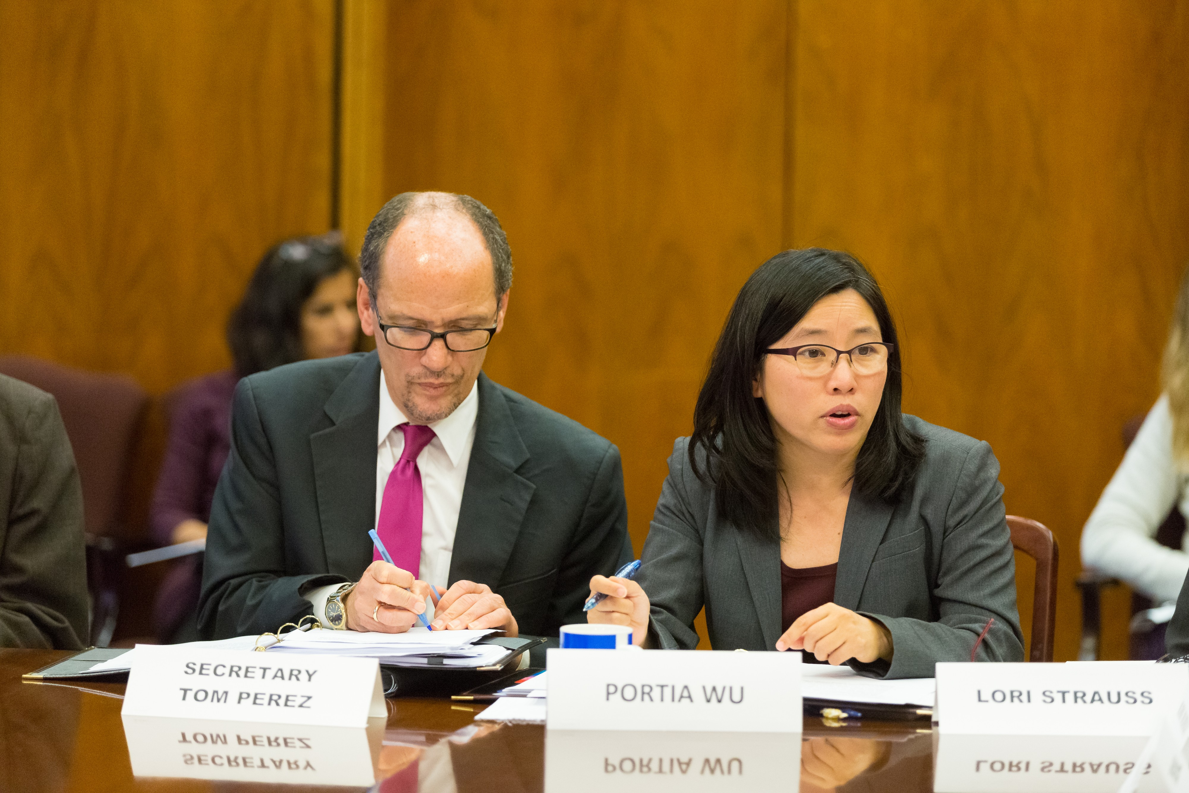 Thomas Perez and Portia Wu, 2014