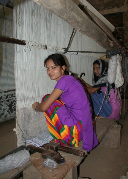 Carpet makers, near Jaipur, Rajasthan, India