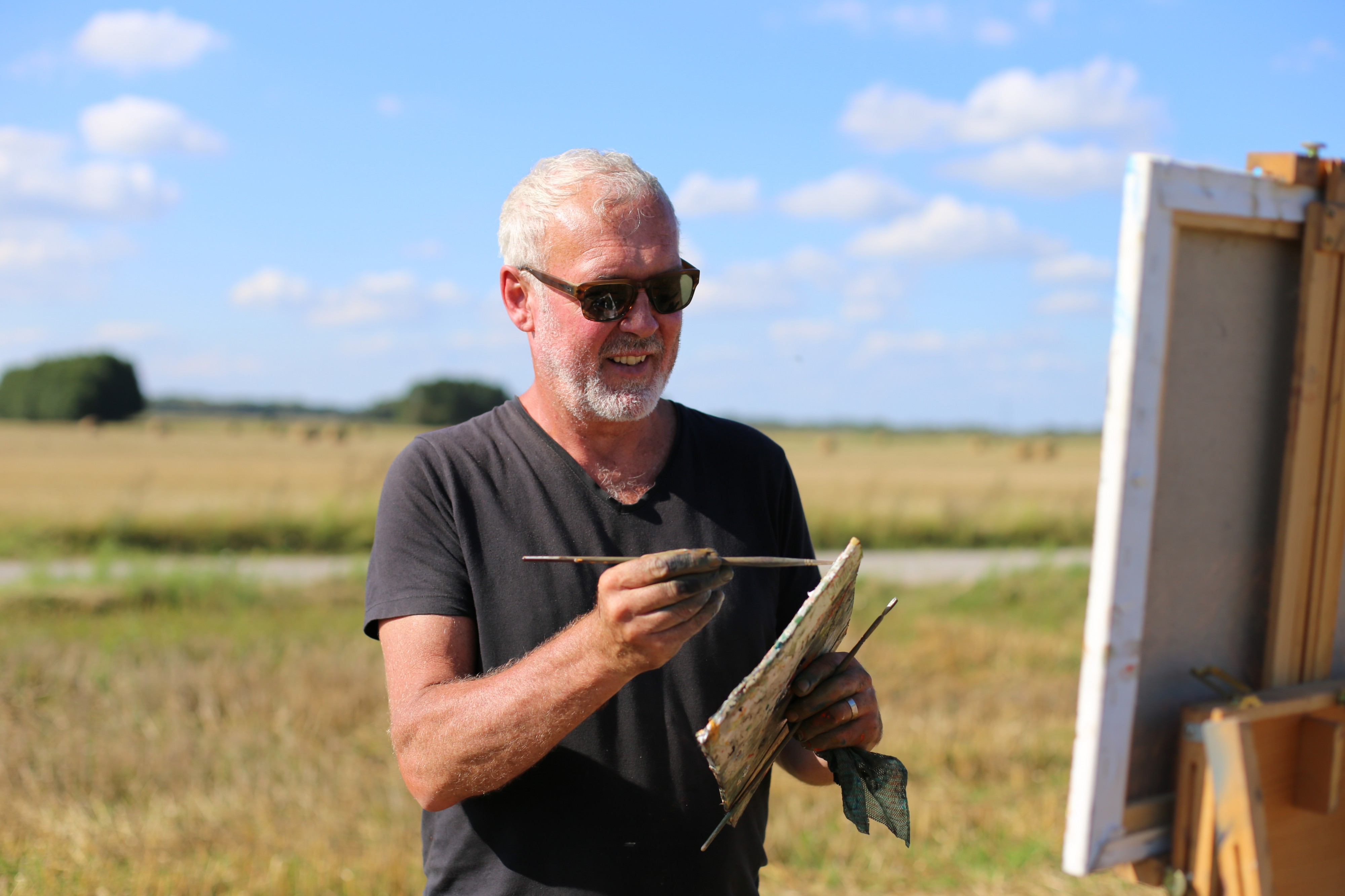 Gerard Byrne Irish artist painting plein air, Poland, August, 2016