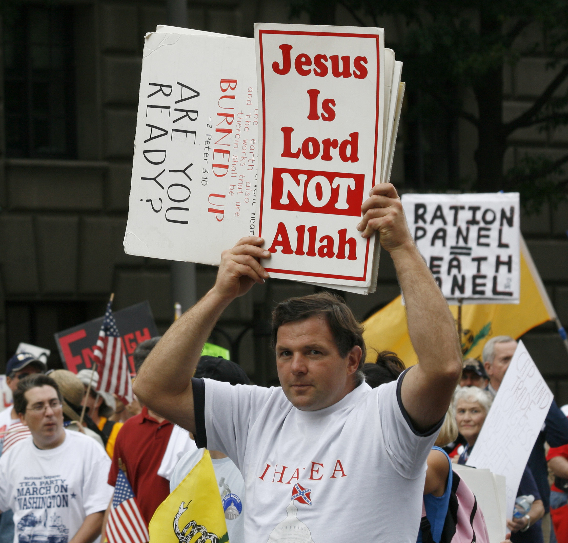Christian protester - Tea Party march