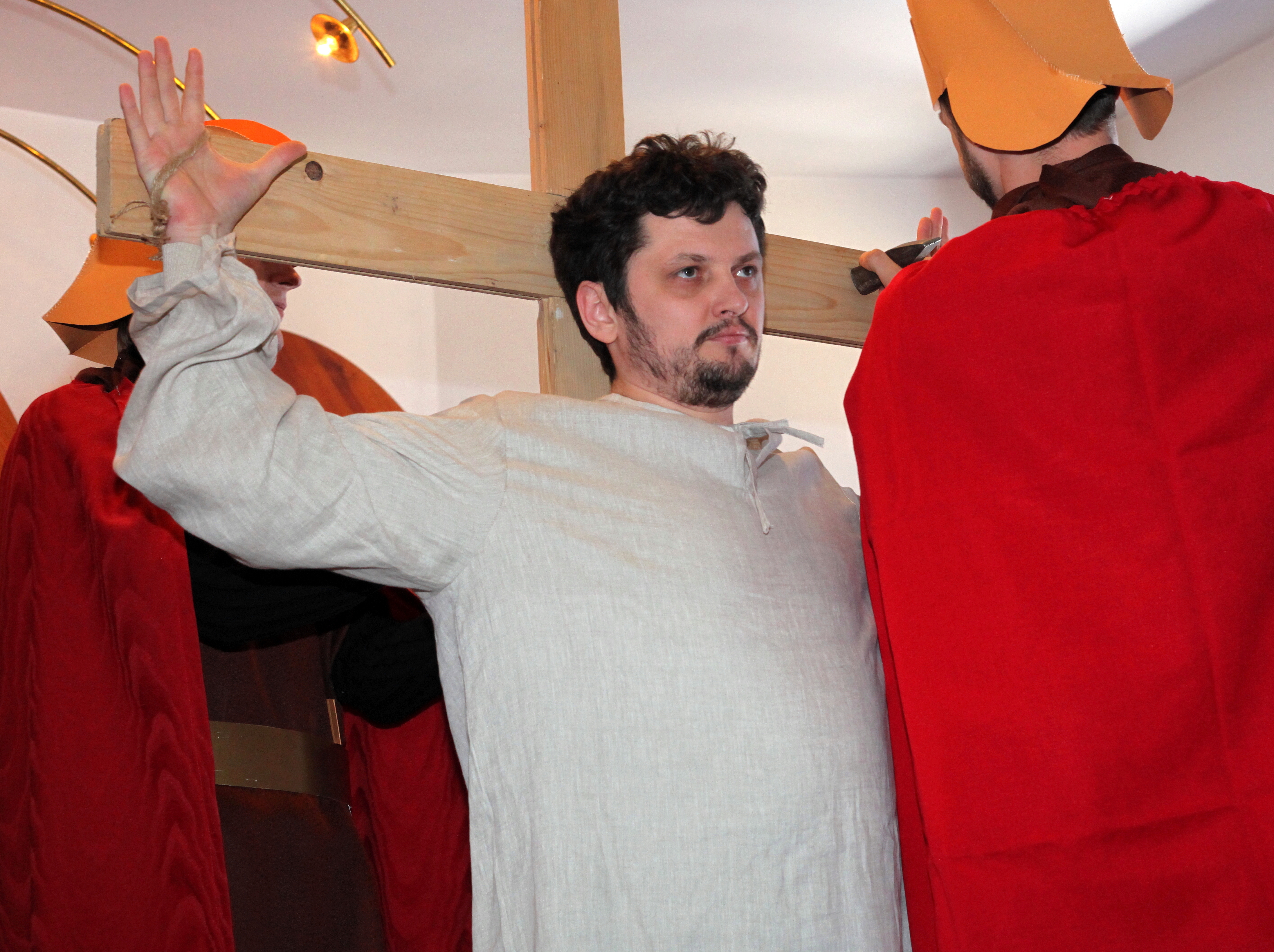 Jesus being crucified in the Passion of the Christ performance, photo 1