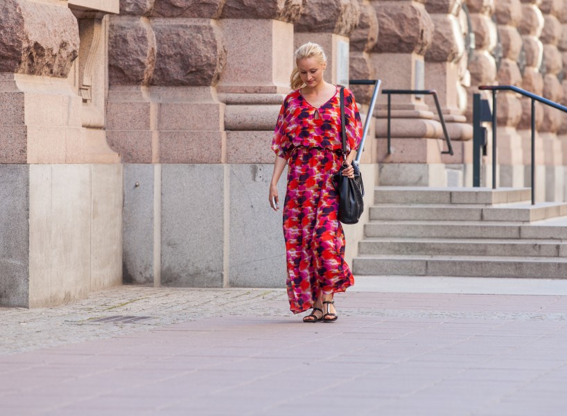 a young pretty blond woman photographed in Stockholm, Sweden in June 2014, picture 1/8
