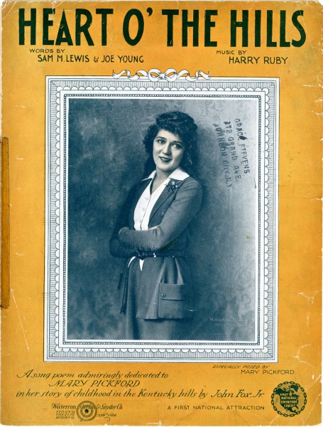 Sheet music cover - HEART O' THE HILLS (1919)