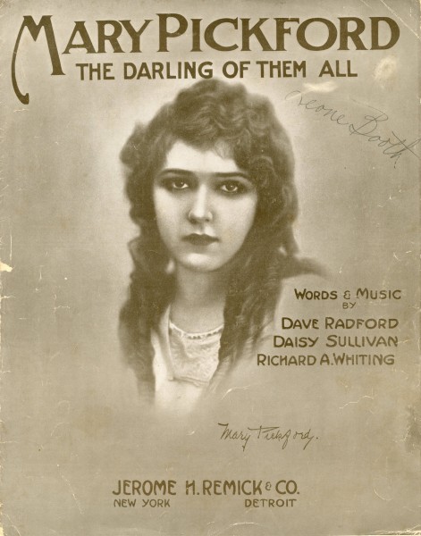 Sheet music cover - MARY PICKFORD - THE DARLING OF THEM ALL (1914)