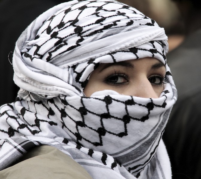 Woman wearing Keffiyeh