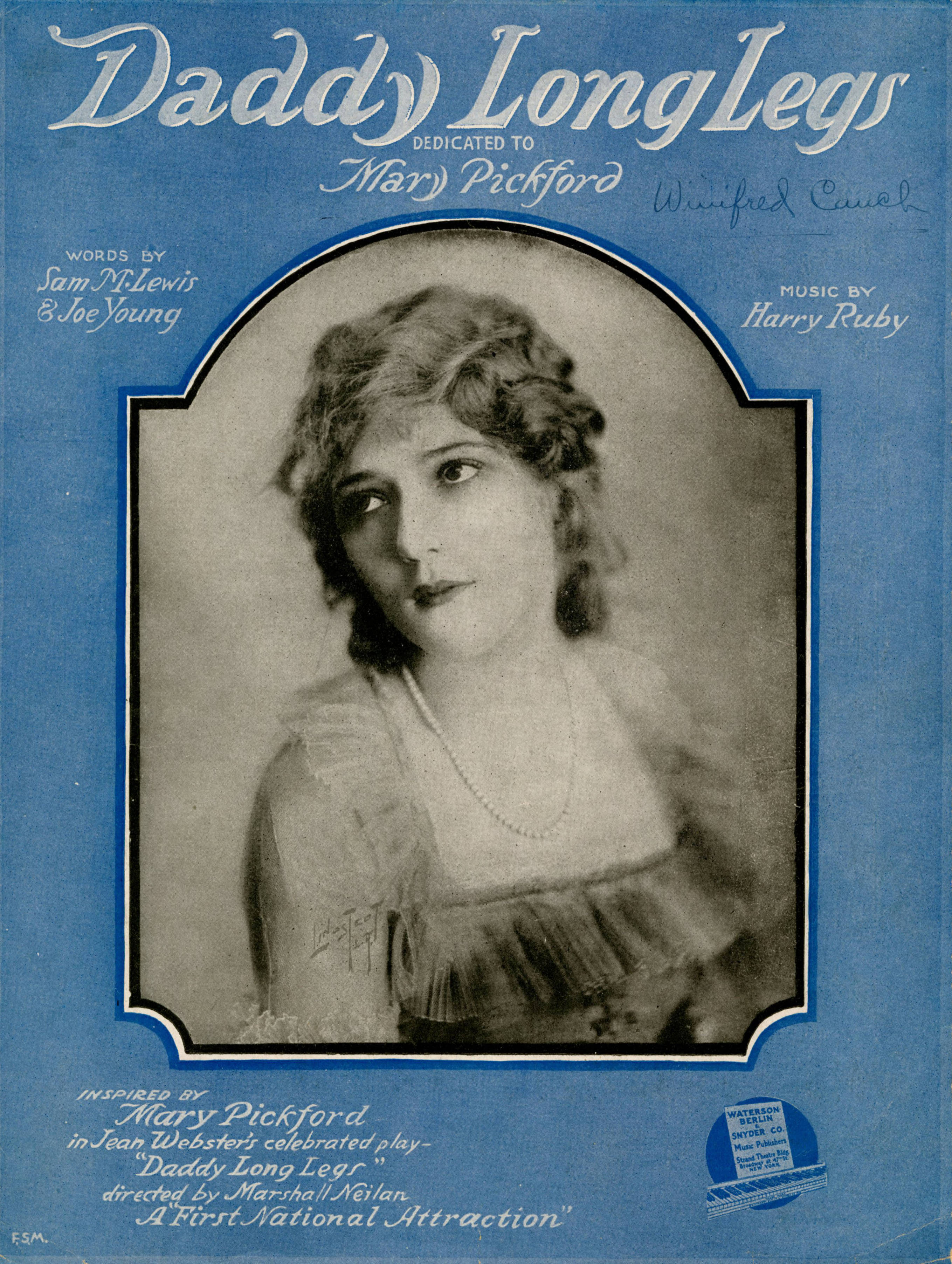 Sheet music cover - DADDY LONG LEGS (1919)