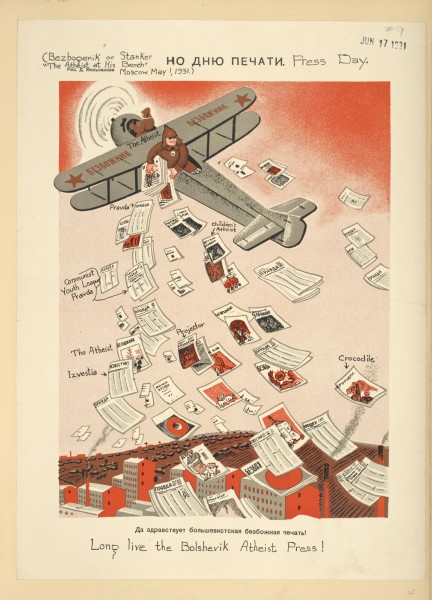 Bezbozhnik u stanka - Long live the Bolshevik atheist press!, May 1, 1931