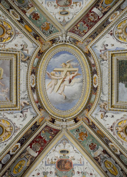 Fresco of angels with cross in Palazzo Farnese (Caprarola)
