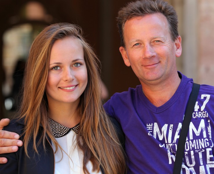 daughter with father, photographed in August 2013