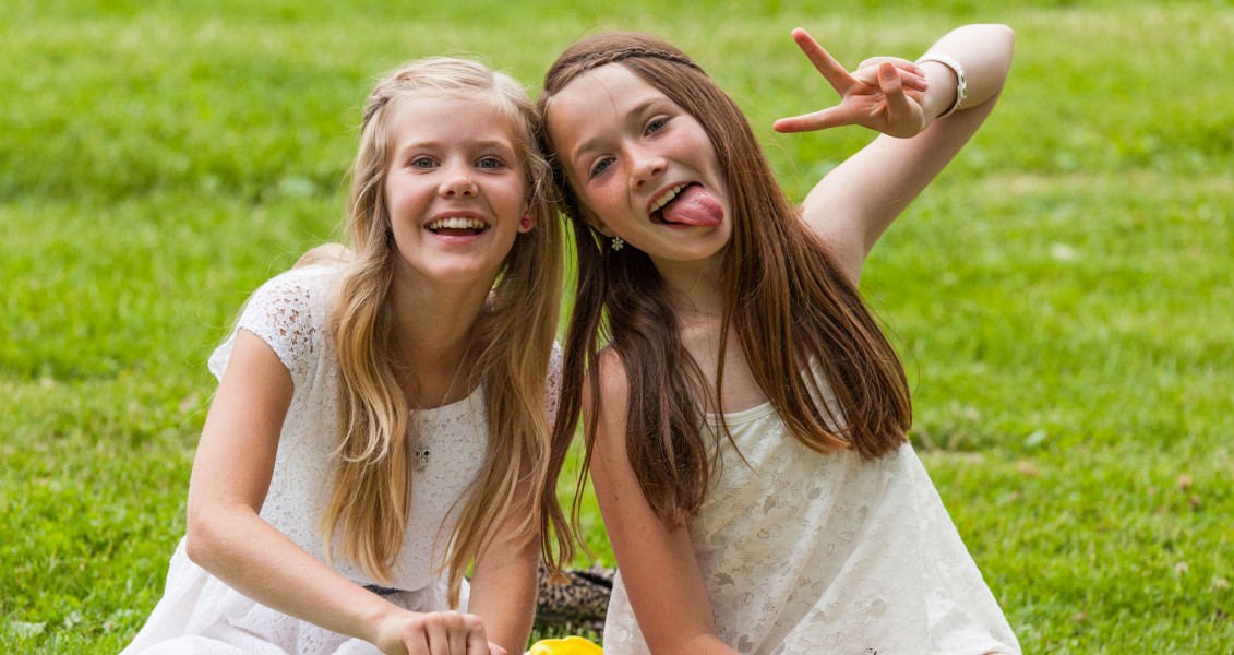 two cute young girls in Sigtuna, Sweden, June 2014, picture 19