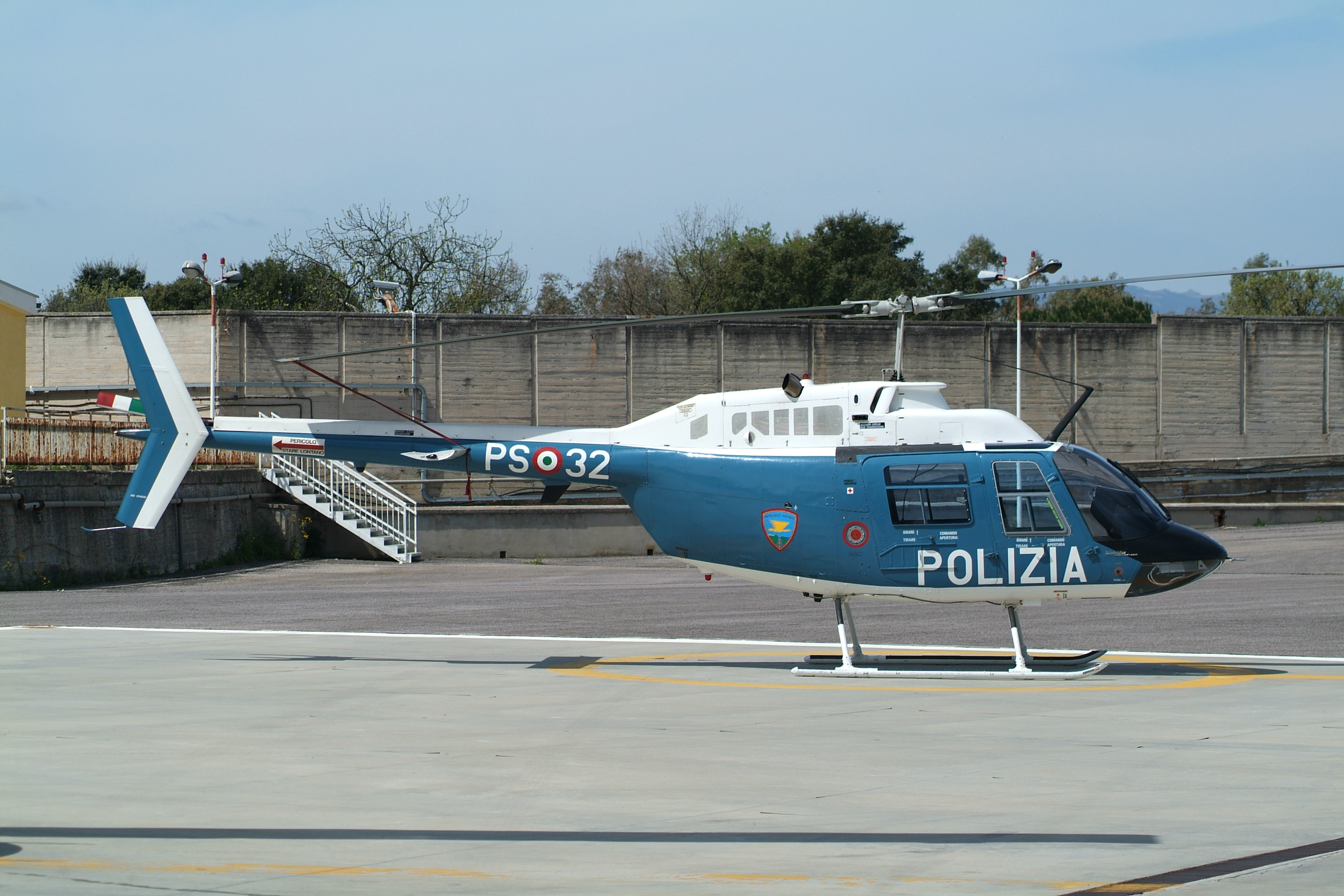 Abbasanta is a police barracks on Sardinia and MM80732 PS-32 an Agusta-Bell AB.206C-1 Jetranger of 7º Reparto Volo is based there (3147386940)