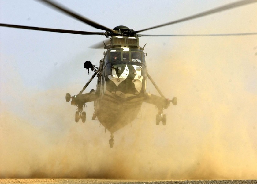 845 Squadron Seaking Lands in Desert During Exercise MOD 45139540