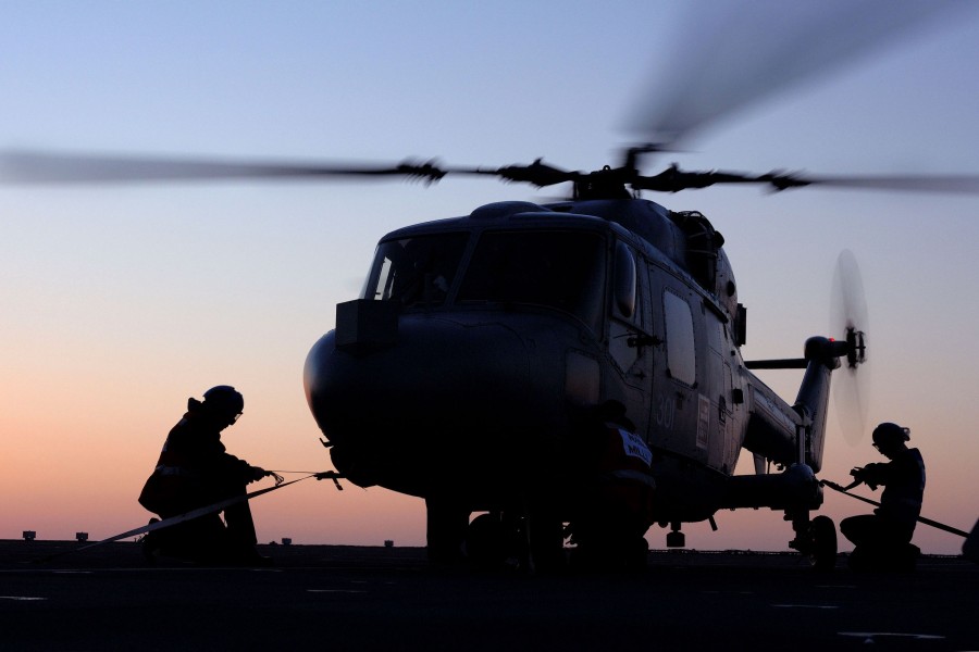 A Lynx helicopter onboard HMS Albion MOD 45147668