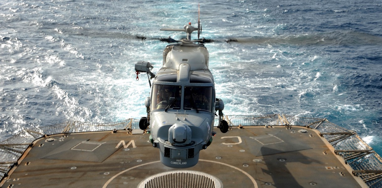 A Lynx MK8 Helicopter Lands Onboard HMS Cornwall MOD 45150758