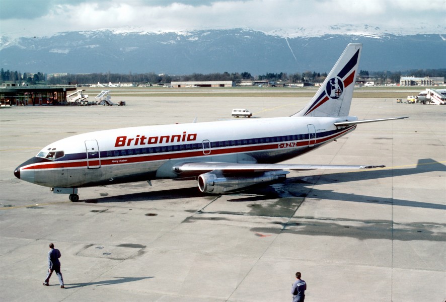 Britannia Airways Boeing 737-222; G-AZNZ@GVA, February 1982 DWB (5288049819)