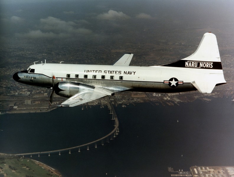 Convair C-131F in flight over San Diego