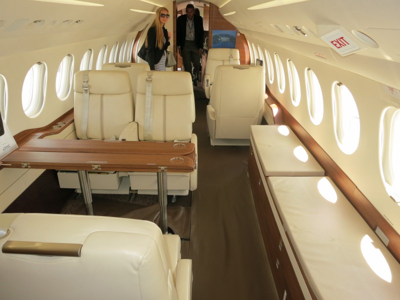 Dassault Falcon 7X forward cabin interior with passengers