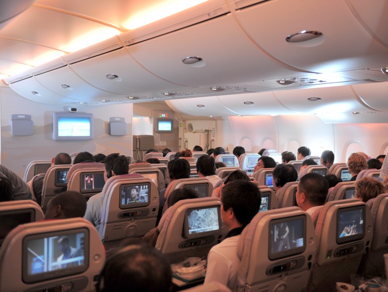 Emirates economy class cabin A380