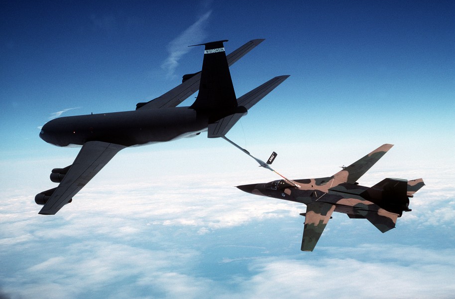 F-111F aircraft refueling from a KC-135 Stratotanker
