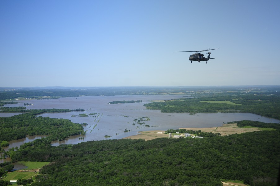 FEMA - 35724 - Aerial of Wisconsin Air national guard helicopter
