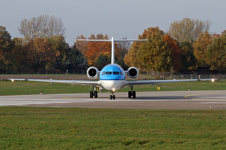 Fokker F100 of KLM cityhopper at Hanover-Langenhagen International Airport