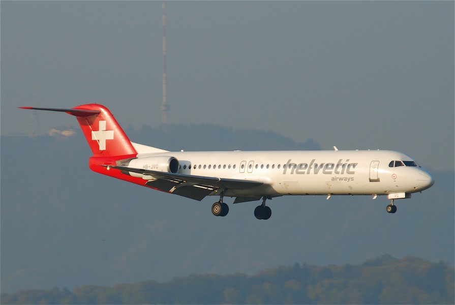 Helvetic Airways Fokker 100; HB-JVG@ZRH;16.04.2011 595cr (5629534256)