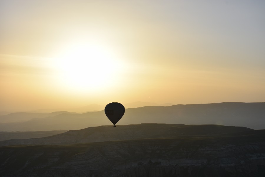 Hot air balloon at sunrise over Cappadocia, Turkey
