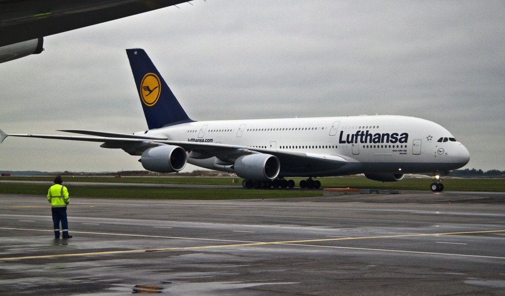 Lufthansa A380 at Helsinki Airport