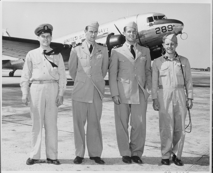 Photograph of the crew of a U.S. Navy R4DZ aircraft which was used by members of President Truman's party during his... - NARA - 200545