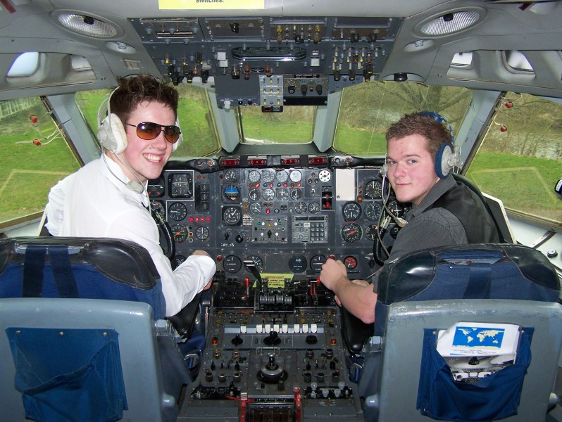 Pilot and Co-Pilot on the flight deck of a Vickers VC10